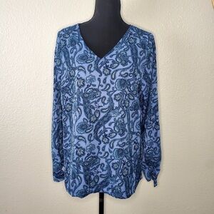 NWT Christopher And Banks Women’s Blue Paisley Design Top Size: Medium